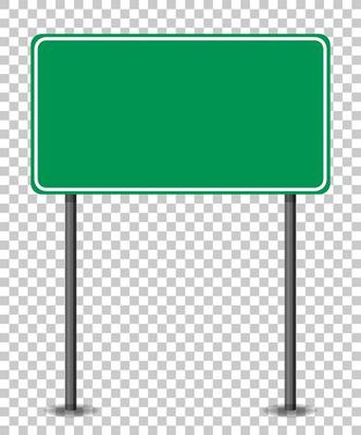 Empty green traffic banner on transparent background