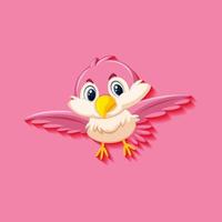 Cute pink bird cartoon character vector