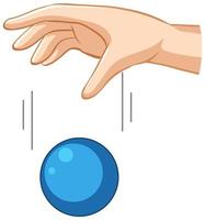 Hand dropping blue ball for gravity experiment vector