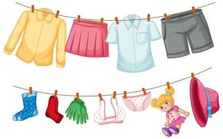 Isolated clothes hanging on white background vector