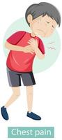 Cartoon character with chest pain symptoms vector