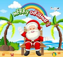 Santa Claus cartoon character in beach summer theme scene vector