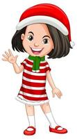 Cute girl wearing Christmas costumes cartoon character vector