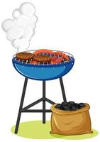 Grill stove with steak and sausage on white background vector