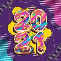 Energetic Colorful Happy New Year 2021 Greeting Concept vector