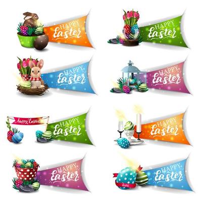Collection of Easter greeting colorful symbols