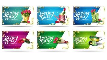 Spring discount banners set isolated vector