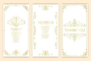 Vintage ornament invitation set vector