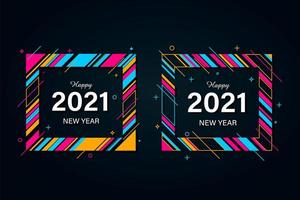 2021 New Year background card set vector