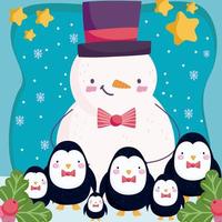 Merry Christmas banner with cute characters vector