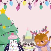 Merry Christmas banner with cute characters vector