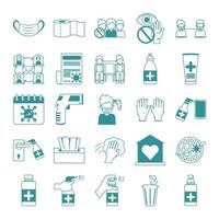 Coronavirus pandemic prevention icon set vector