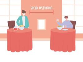 Restaurant on coronavirus prevention with social distancing vector