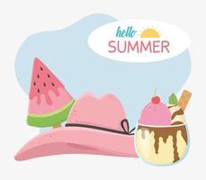 Hello summer composition with ice cream vector