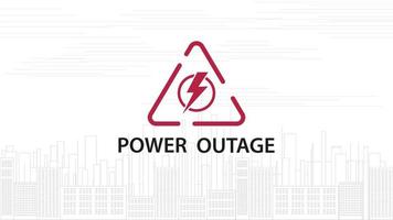 Power outage, warning red sign with triangular icon vector