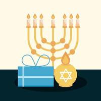 Happy Hanukkah flat composition vector