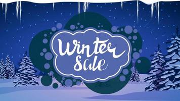 Winter sale, modern blue discount banner vector