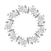 Christmas monoline wreath with pine cone branches vector