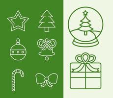 Christmas line icon set vector