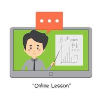 Teacher Teaching Online Lessons vector