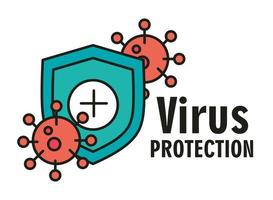 protección contra coronavirus con icono de escudo vector