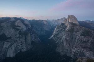 Bird's eye view of mountains at dusk photo