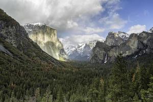 fotografía de paisaje de árboles de hojas verdes y montañas rocosas foto