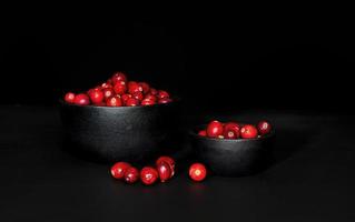 Low key cranberries in two black bowls photo