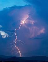 Massive lightning strike in color photo