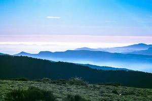 Mountains and green grass photo