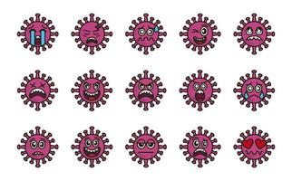 conjunto de iconos de emoticonos de coronavirus vector