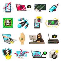 colección de iconos de hacker y seguridad digital vector