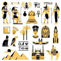 conjunto de iconos decorativos de egipto vector