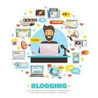 Hello Blogger Template Banner with icons vector
