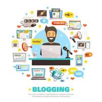 hola blogger plantilla banner con iconos vector