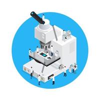 Isometric white microscope and scientists vector