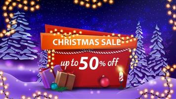 Christmas sale, discount banner vector