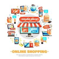 gráfico redondo de compras online vector