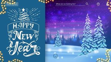 Happy New Year, greeting postcard for website vector