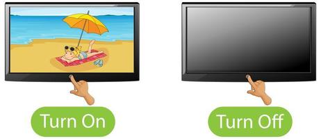 Opposite words with turn on and turn off vector
