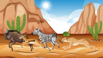 Wild animal running Savanna vector