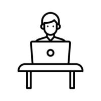 Student using laptop icon vector