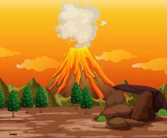 Volcanic eruption outdoor scene background vector