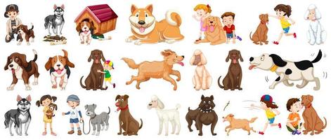 Set of dog cartoon character vector