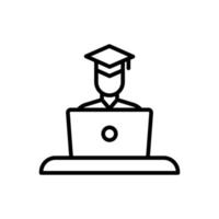 Student using laptop icon vector