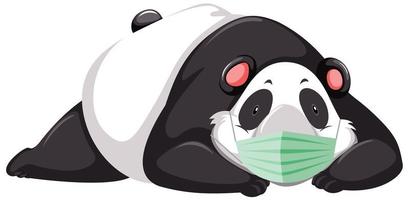 Panda cartoon character wearing mask vector