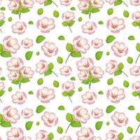 Set of cute pink flowers and leaf vector
