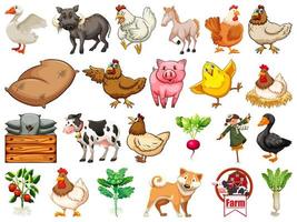 conjunto de animales de granja vector