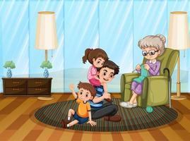 Scene with family having a good time at home vector