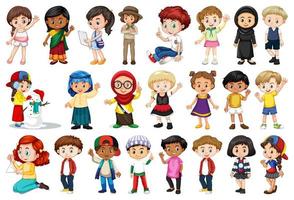 Large set of children doing different activities vector